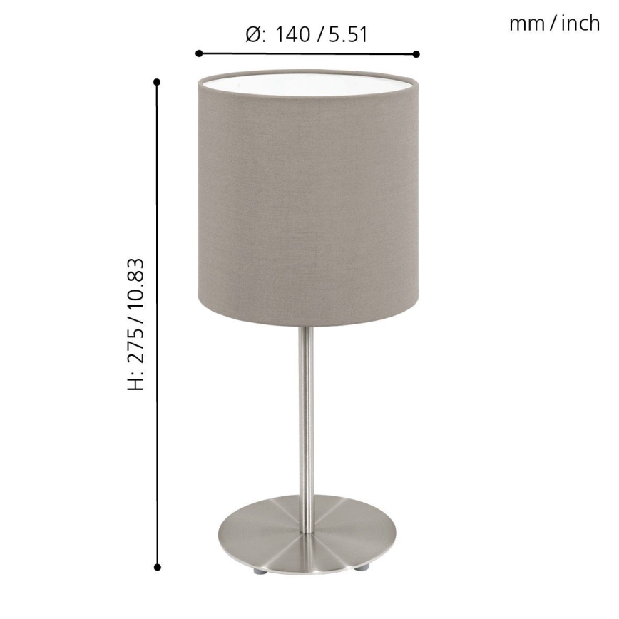 Eglo 54745 - Pöytävalaisin ANADIA 1xE14/40W/230V taupe/mattakromi