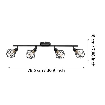 Eglo 55301 - LED-kohdevalaisin ZAPATA 4xG9/3W/230V musta
