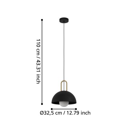 Eglo 56459 - CALMANERA riippuvalaisin johdolla 1xE27/40W/230V musta
