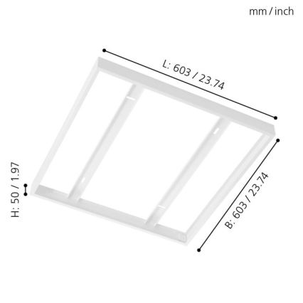 Eglo 61358 - Runko kattopaneelille SALOBRENA 603x603mm