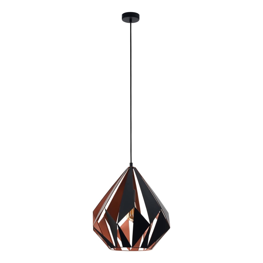 Eglo 62834 - Kattokruunu johdossa CARLTON PRO 1xE27/60W/230V halkaisija 44 cm musta