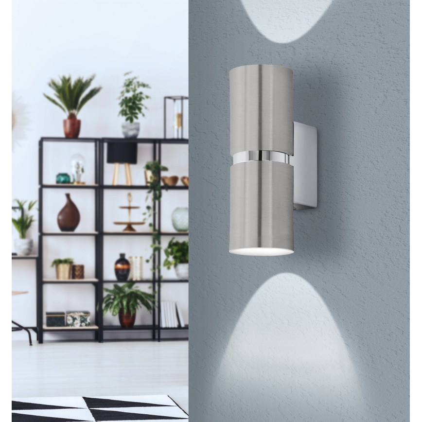 Eglo 64794 - LED-seinävalaisin PASSA PRO 2xGU10/3,3W/230V 3000K mattakromi