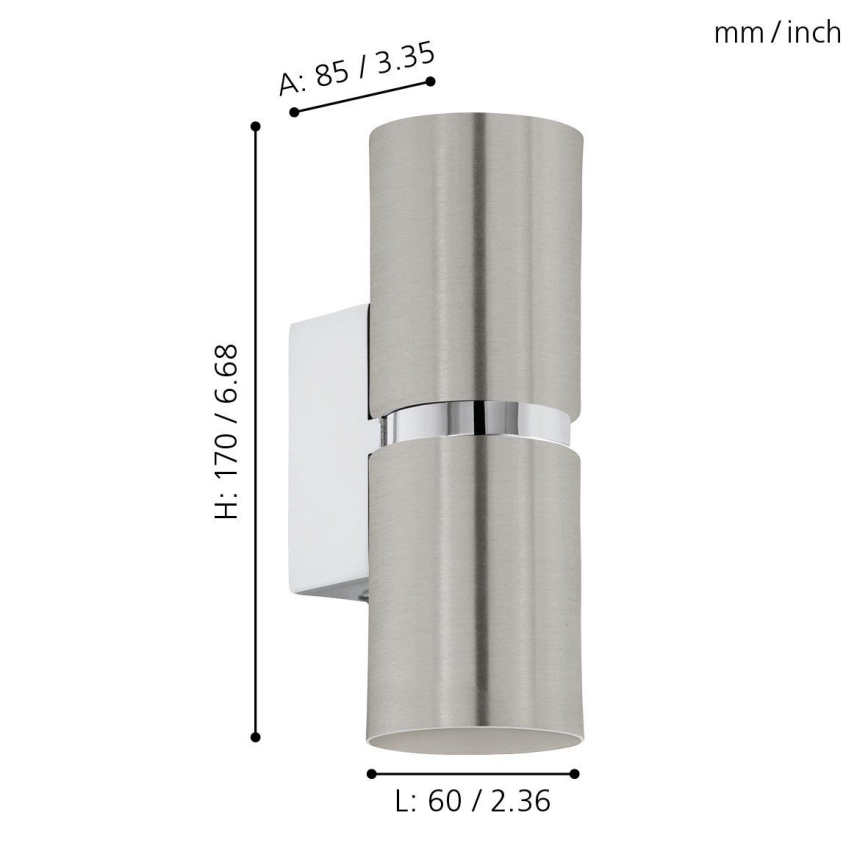 Eglo 64794 - LED-seinävalaisin PASSA PRO 2xGU10/3,3W/230V 3000K mattakromi