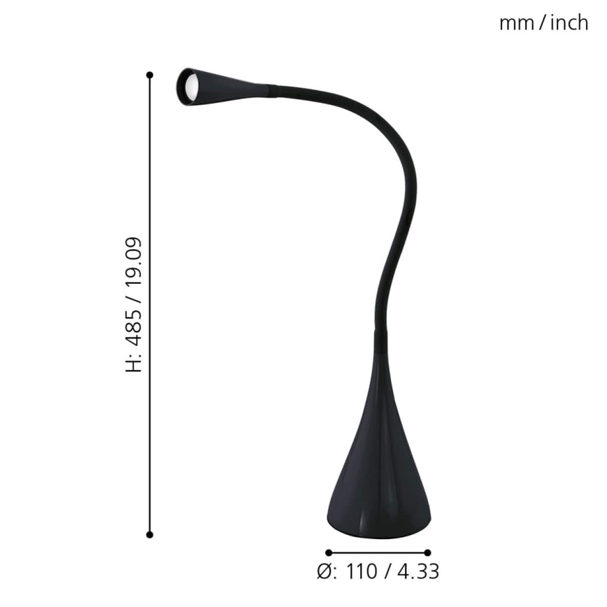 Eglo 64975 - LED Himmennettävä joustava pöytävalaisin SNAPORA PRO LED/3,5W/230V 3000K musta