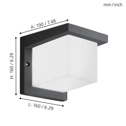 Eglo 65046 - LED-ulkoseinävalaisin DESELLA PRO LED/10W/230V IP54 antrasiitti