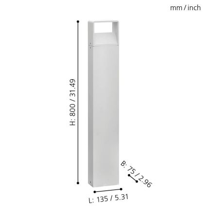 Eglo 65085 - LED-ulkolamppu DONINNI PRO LED/5W/230V 3000K 80 cm IP44 valkoinen