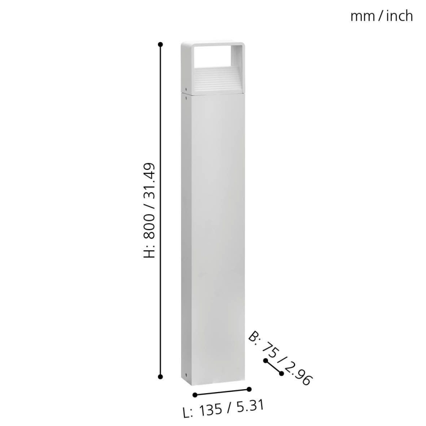 Eglo 65085 - LED-ulkolamppu DONINNI PRO LED/5W/230V 3000K 80 cm IP44 valkoinen