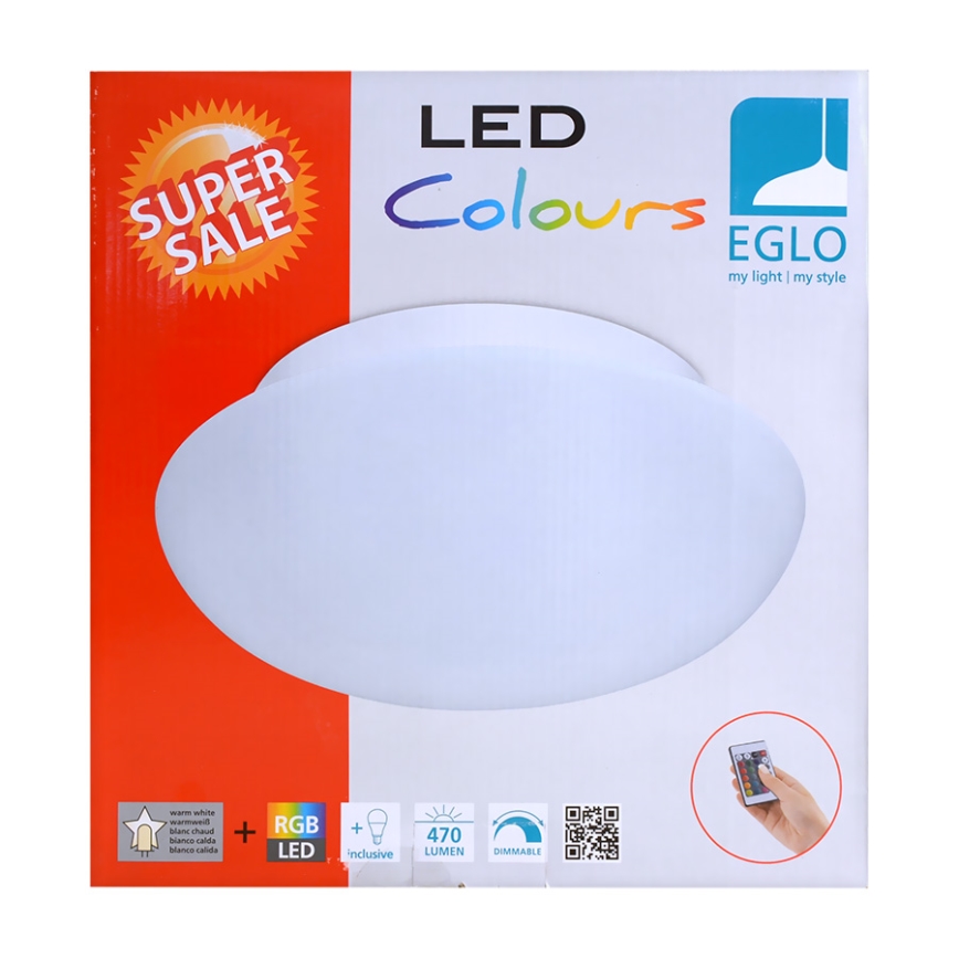 Eglo 75351 - Himmennettävä LED-RGB-kattovalaisin ELLA-C 1xE27/7,5W/230V