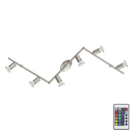 Eglo 75387 - LED RGB Himmennettävä kohdevalo BUZZ-C 6xGU10/4W/230V + kaukosäädin