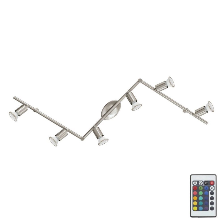 Eglo 75387 - LED RGB Himmennettävä kohdevalo BUZZ-C 6xGU10/4W/230V + kaukosäädin
