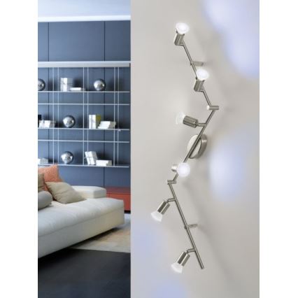 Eglo 75387 - LED RGB Himmennettävä kohdevalo BUZZ-C 6xGU10/4W/230V + kaukosäädin