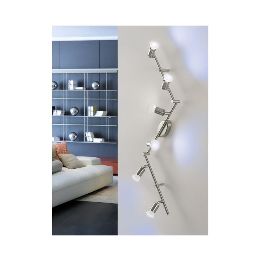 Eglo 75387 - LED RGB Himmennettävä kohdevalo BUZZ-C 6xGU10/4W/230V + kaukosäädin