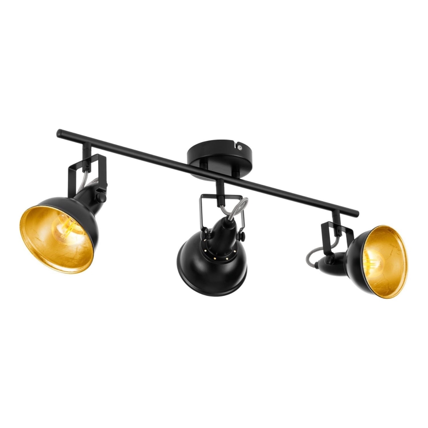Eglo 75513 - Kohdevalaisin THORNTON 3xE14/28W/230V musta/kultainen