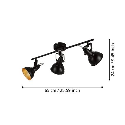 Eglo 75513 - Kohdevalaisin THORNTON 3xE14/28W/230V musta/kultainen