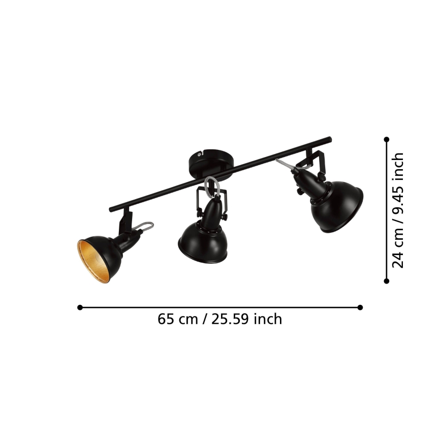 Eglo 75513 - Kohdevalaisin THORNTON 3xE14/28W/230V musta/kultainen