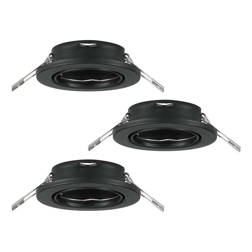 Eglo 75673 - SETTI 3x Kylpyhuoneen upotettu valo AGULO 1xGU10/35W/230V IP23 musta