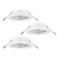 Eglo 75674 - SETTI 3x Kylpyhuoneen upotettu valo AGULO 1xGU10/35W/230V IP23 valkoinen