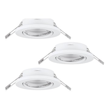 Eglo 75674 - SETTI 3x Kylpyhuoneen upotettu valo AGULO 1xGU10/35W/230V IP23 valkoinen