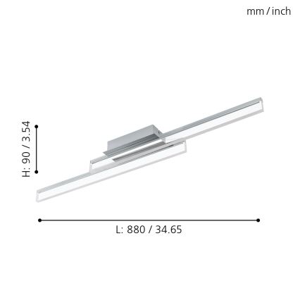 Eglo 780433 - LED-kattovalaisin kylpyhuoneeseen YANGUAS 2xLED/11W/230V 3000K IP44 mattakromi