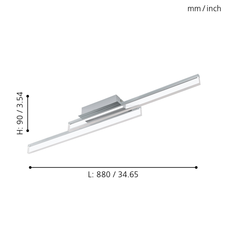 Eglo 780433 - LED-kattovalaisin kylpyhuoneeseen YANGUAS 2xLED/11W/230V 3000K IP44 mattakromi