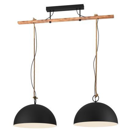 Eglo 78444 - Kattokruunu johdossa HODSOLL 2xE27/40W/230V musta/ruskea