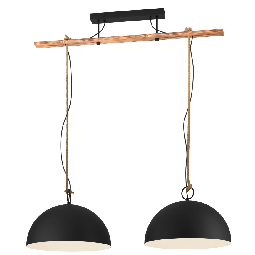 Eglo 78444 - Kattokruunu johdossa HODSOLL 2xE27/40W/230V musta/ruskea