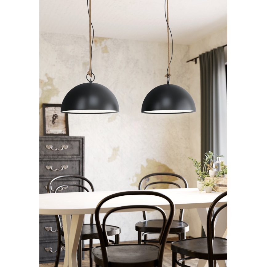 Eglo 78444 - Kattokruunu johdossa HODSOLL 2xE27/40W/230V musta/ruskea