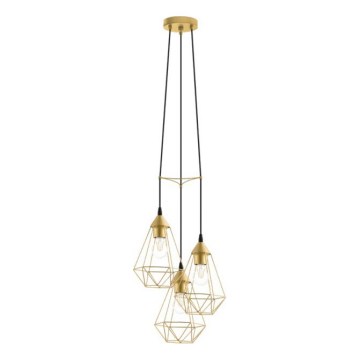 Eglo 79262 - Kaapeliriippuvalaisin BYRON 3xE27/60W/230V, messinki