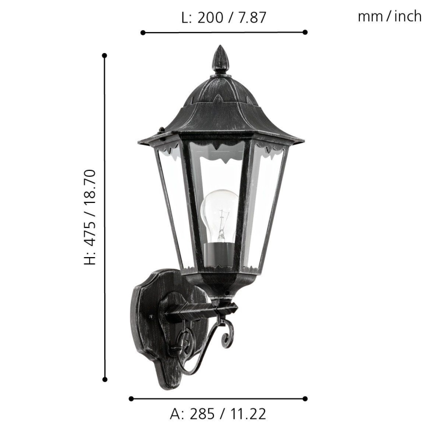 Eglo 79267 - Ulkoseinävalaisin NAVEDO 1xE27/60W/230V IP44