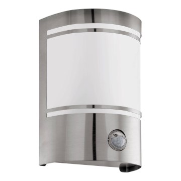 Eglo 79284 - Ulkovalo anturilla CERNO 1xE27/40W/230V kiiltävä kromi IP44
