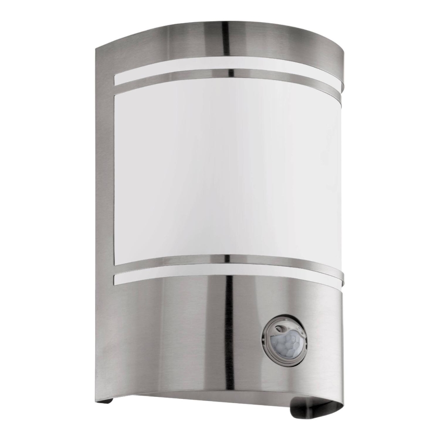 Eglo 79284 - Ulkovalo anturilla CERNO 1xE27/40W/230V kiiltävä kromi IP44