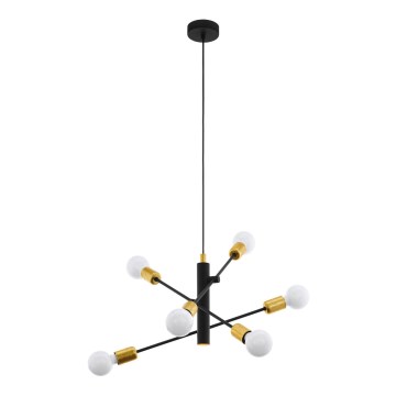 Eglo 79453 - Kattokruunu johdossa SAN ROBERTO 6xE27/60W/230V musta/kulta