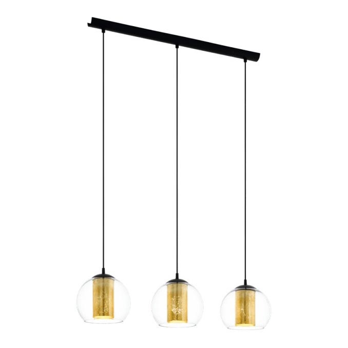 Eglo 79461 - Vaijerikiinnitteinen riippuvalaisin BOLSANO 3xE27/28W/230V kulta/musta