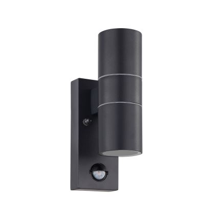 Eglo 79545- LED Ulkovalo anturilla ARAPONGAS 2xGU10/2,8W/230V IP44 musta