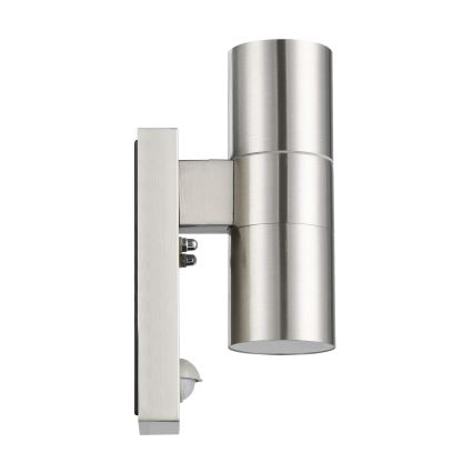 Eglo 79594- LED Ulkovalo anturilla ARAPONGAS 2xGU10/2,8W/230V IP44 mattakromi