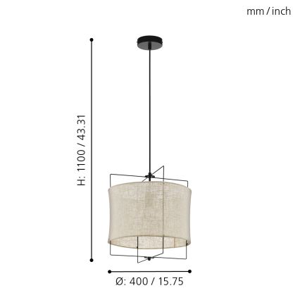 Eglo 79644 - Kattokruunu johdossa BRIDEKIRK 1xE27/40W/230V