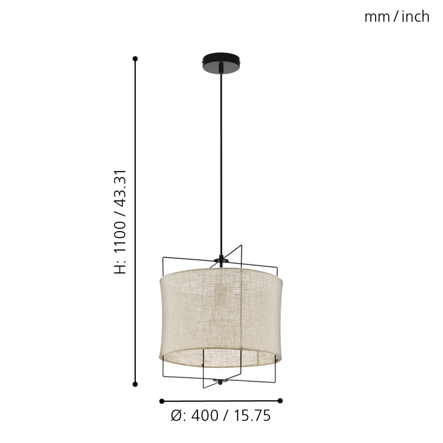 Eglo 79644 - Kattokruunu johdossa BRIDEKIRK 1xE27/40W/230V