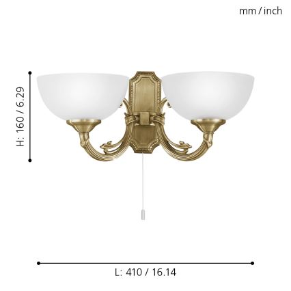 EGLO 82752 - Seinävalaisin SAVOY 2xE14/40W/230V