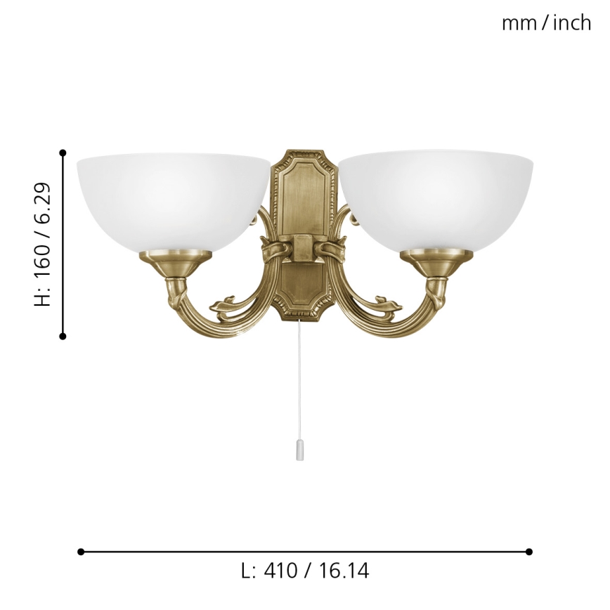 EGLO 82752 - Seinävalaisin SAVOY 2xE14/40W/230V