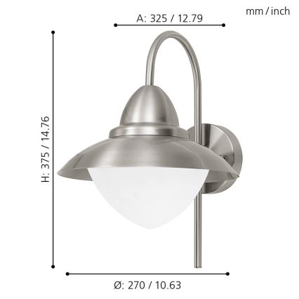 EGLO 83966 - LED-ulkoseinävalaisin SIDNEY 1xE27/8,5W - LED-polttimo ILMAISEKSI IP44