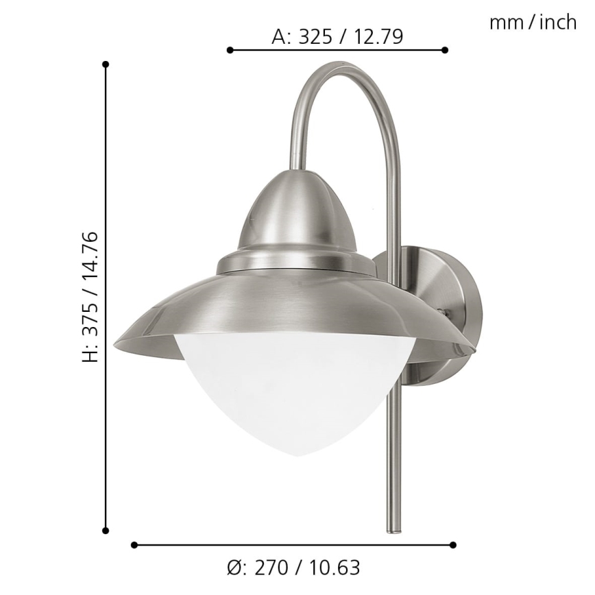 EGLO 83966 - LED-ulkoseinävalaisin SIDNEY 1xE27/8,5W - LED-polttimo ILMAISEKSI IP44