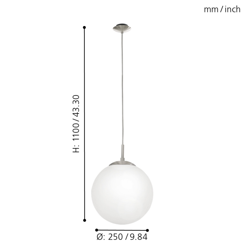 EGLO - Kattokruunu johdossa 1xE27/60W/230V halkaisija 25 cm valkoinen