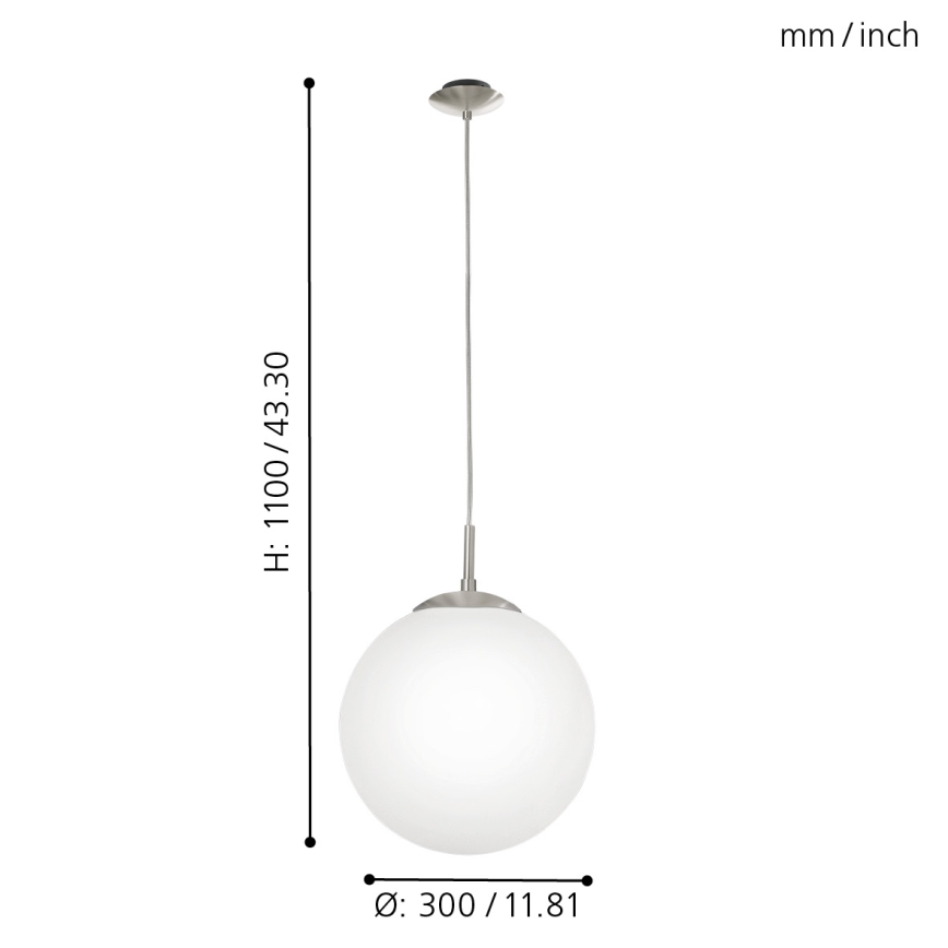 EGLO - Kattokruunu johdossa 1xE27/60W/230V halkaisija 30 cm valkoinen