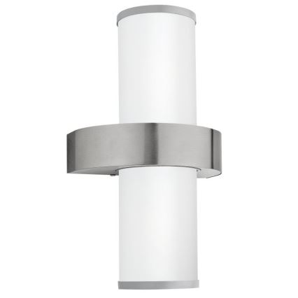EGLO 86541 - Ulkoseinävalaisin BEVERLY 2xE27/60W hopea / valkoinen IP44