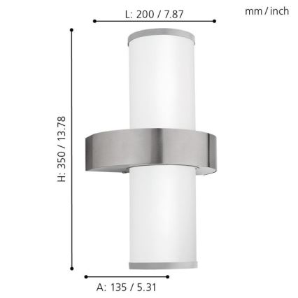 EGLO 86541 - Ulkoseinävalaisin BEVERLY 2xE27/60W hopea / valkoinen IP44