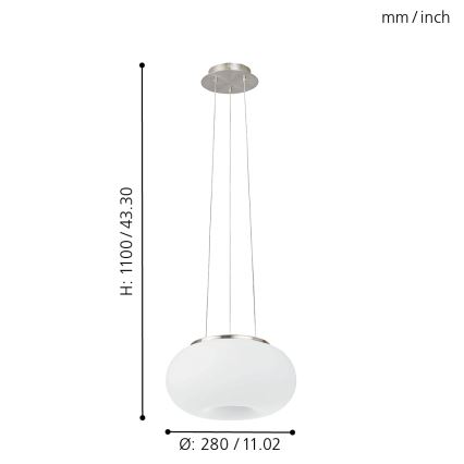 EGLO - Kattokruunu johdossa OPTICA 2xE27/60W halkaisija 28 cm