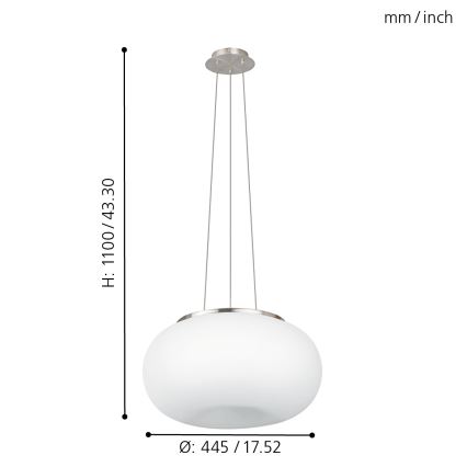 EGLO - Kattokruunu johdossa OPTICA 2xE27/60W halkaisija 45 cm