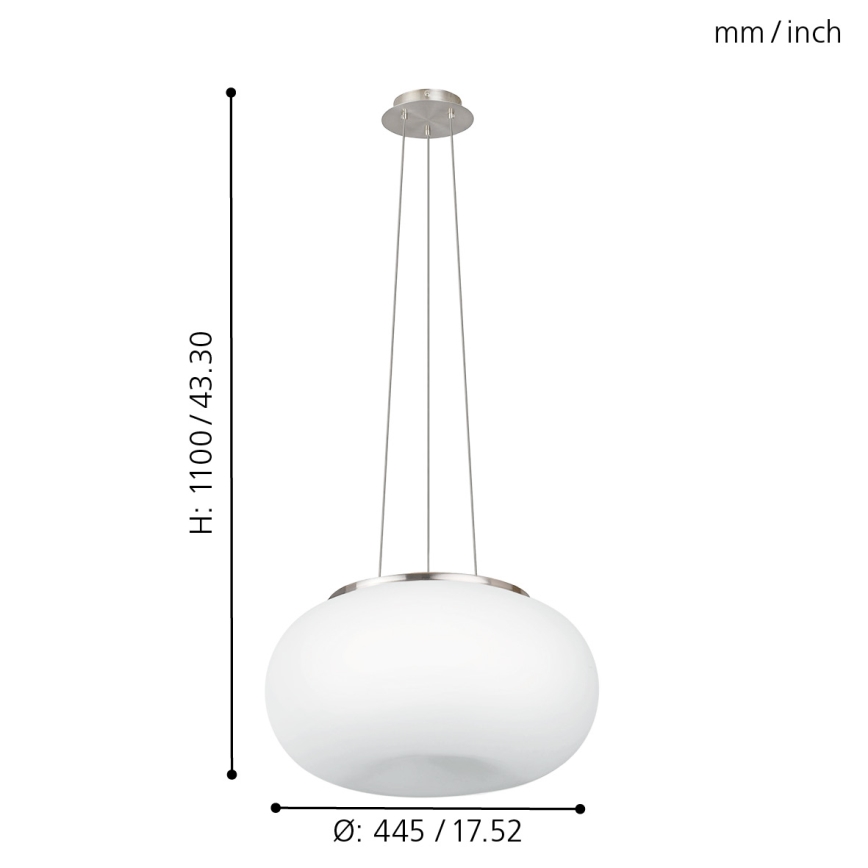 EGLO - Kattokruunu johdossa OPTICA 2xE27/60W halkaisija 45 cm