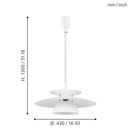 Eglo 87055 - Alas vedettävä kattokruunu BRENDA 1xE27/60W/230V