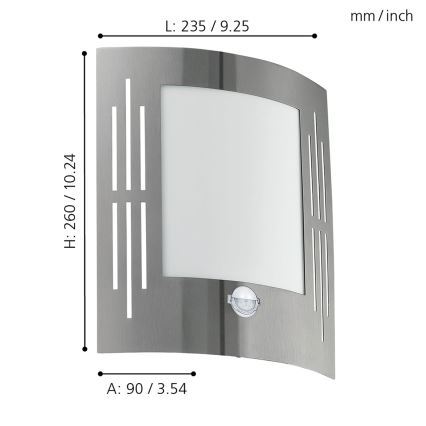 EGLO 88144 - Ulkoseinävalaisin anturilla CITY 1xE27/15W/230V IP44